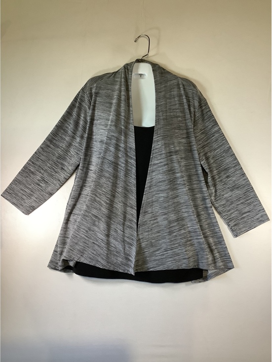 Liz McCoy Sweaters - Liz McCoy Women's Gray and Black Open Front Cardigan XL